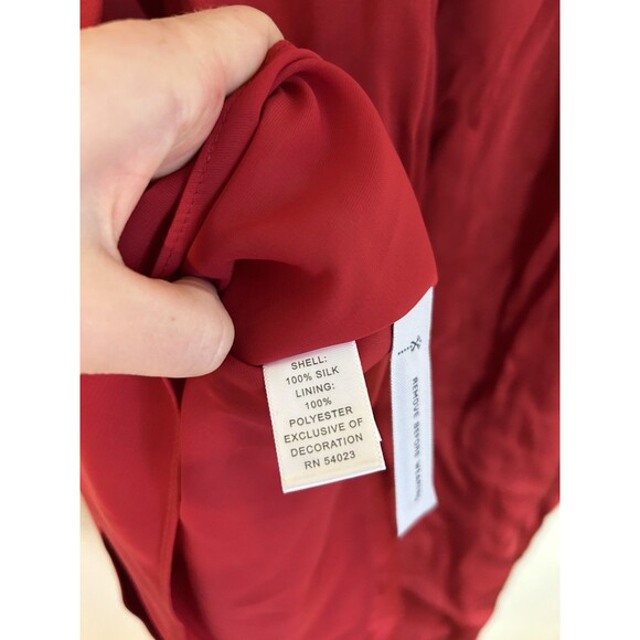 Vintage Banana Republic 100% Silk Strapless Mini Dress Size 0 Red Satin Velvet - Picture 3 of 4